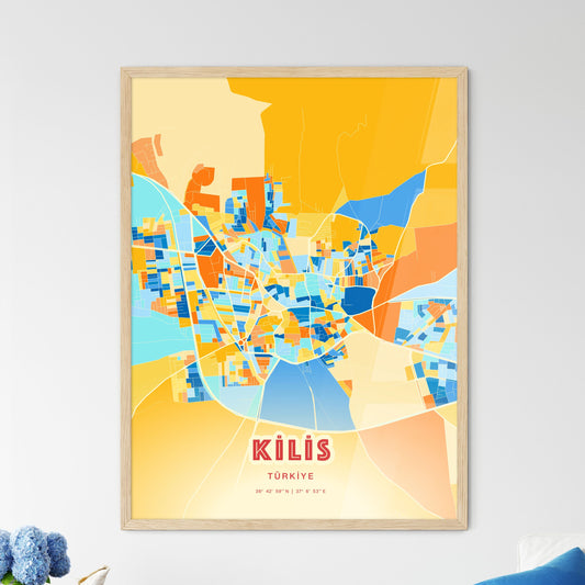 Colorful KILIS TURKEY Fine Art Map Blue Orange