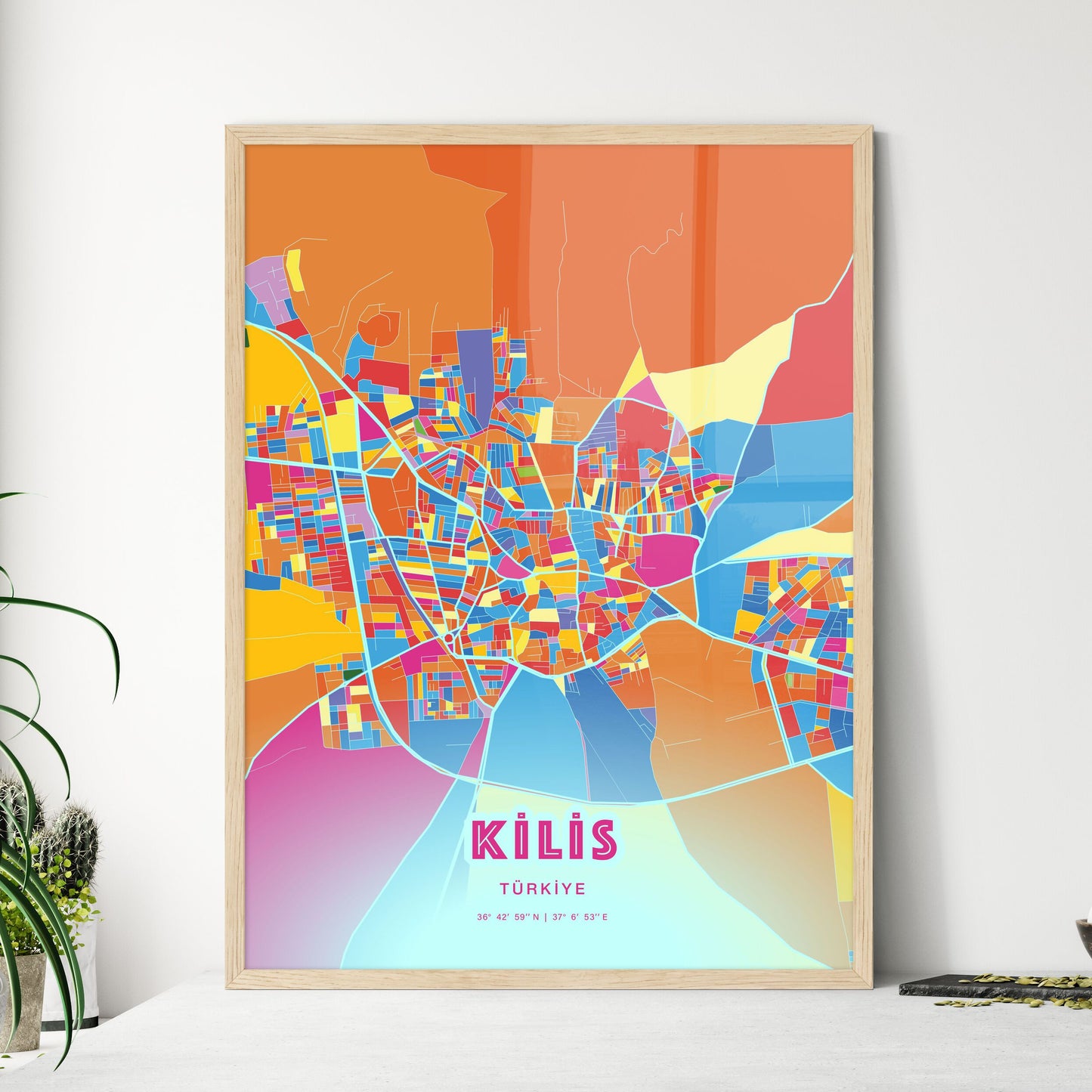Colorful KILIS TURKEY Fine Art Map Crazy Colors