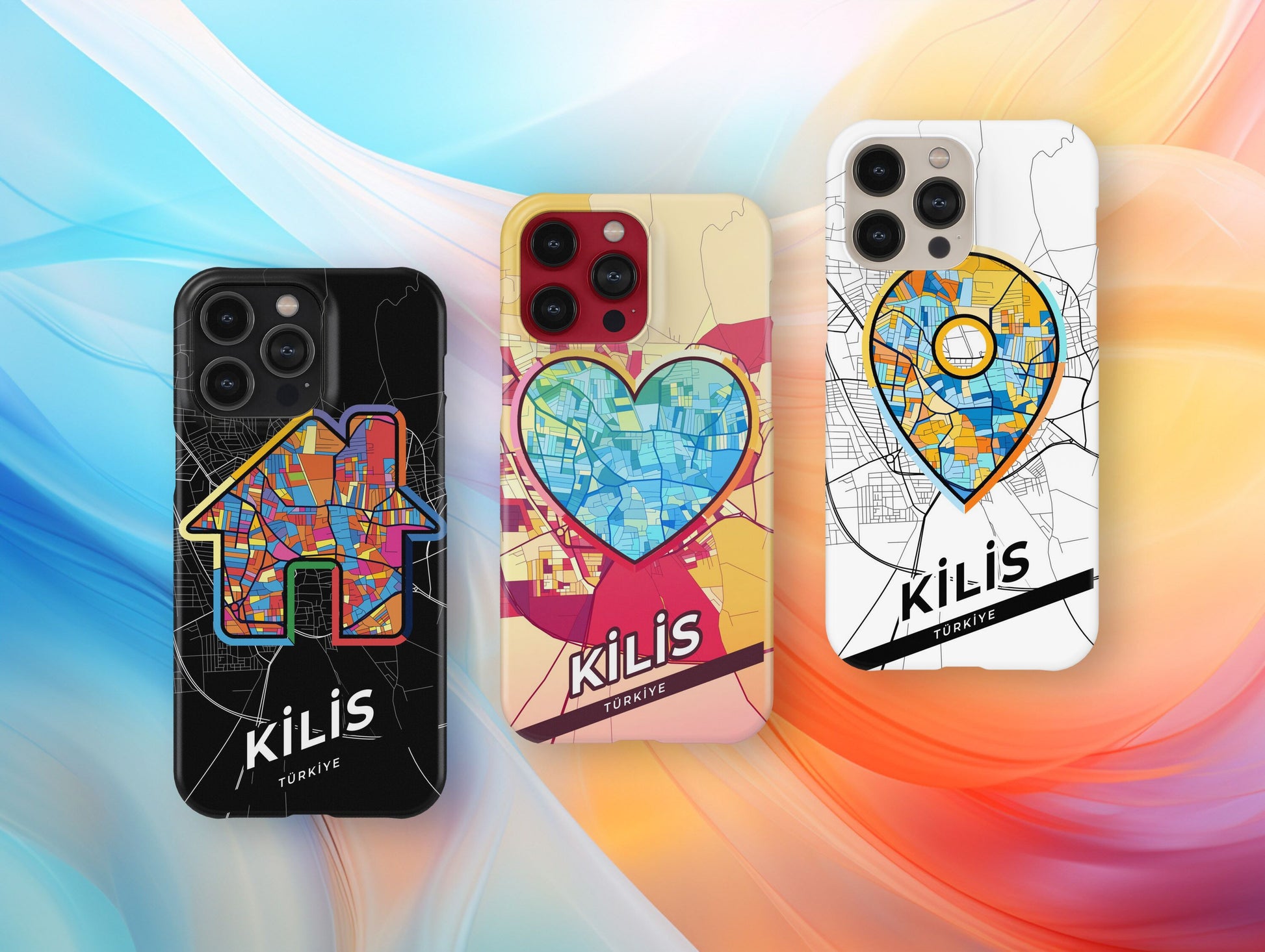 Kilis Turkey slim phone case with colorful icon. Birthday, wedding or housewarming gift. Couple match cases.