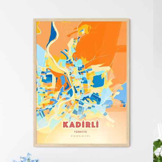 Colorful KADIRLI TURKEY Fine Art Map Blue Orange