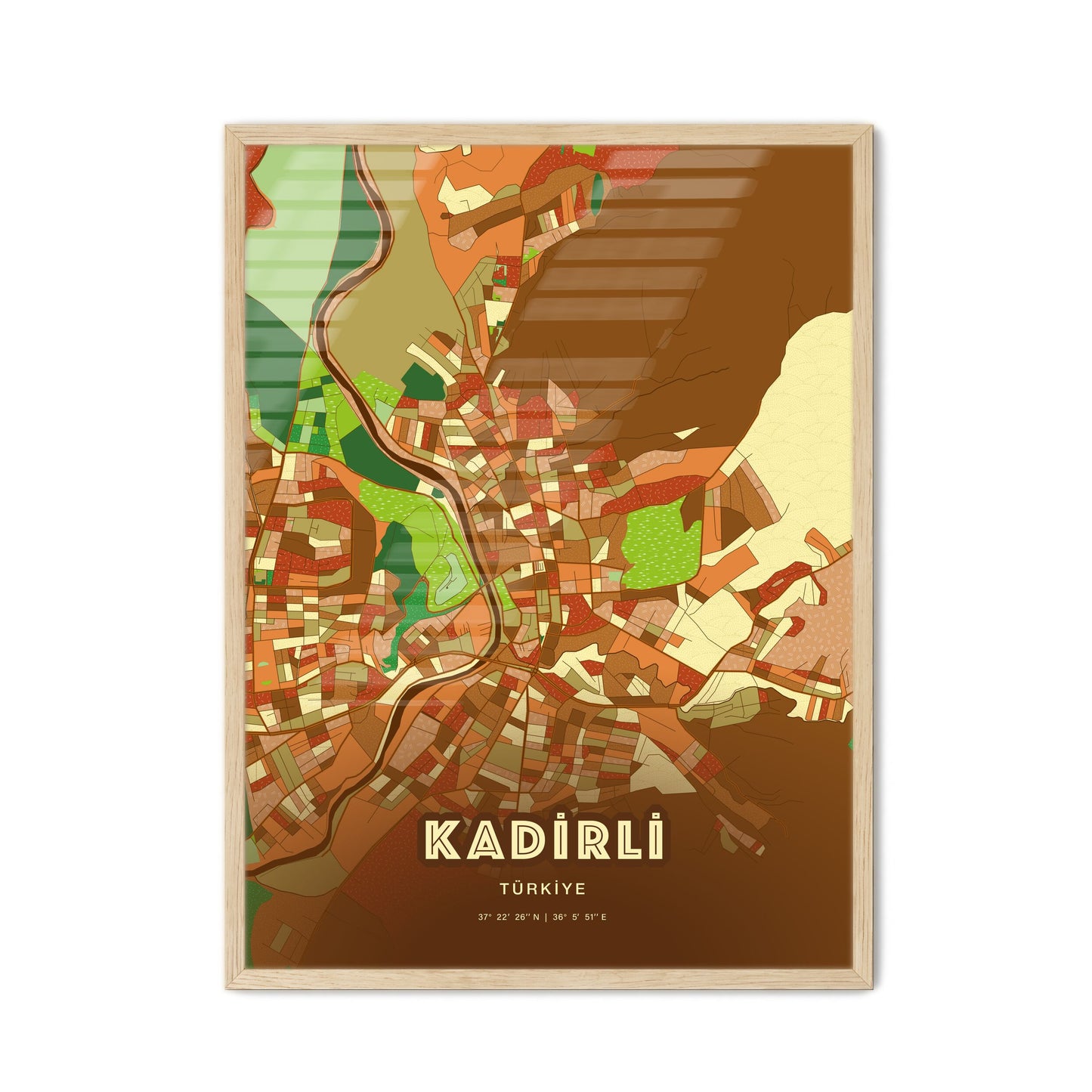 Colorful KADIRLI TURKEY Fine Art Map Farmhouse