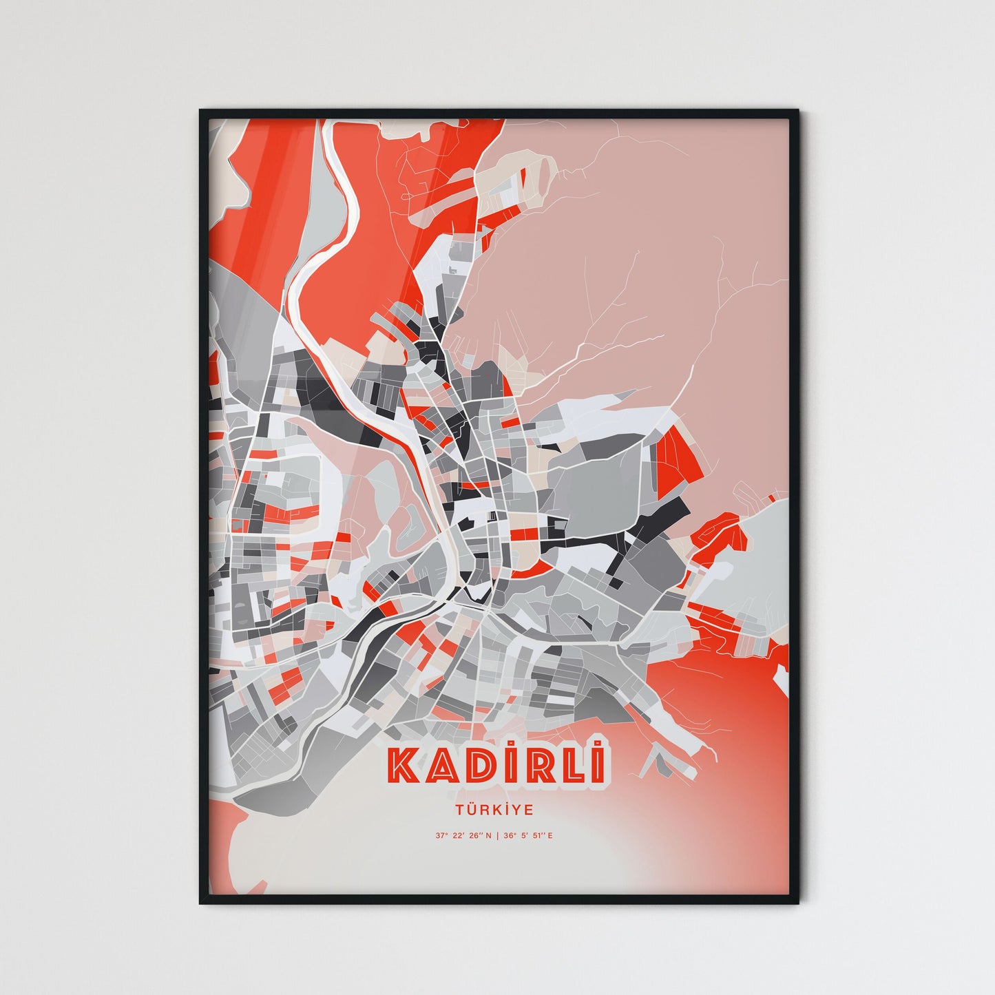 Colorful KADIRLI TURKEY Fine Art Map Modern