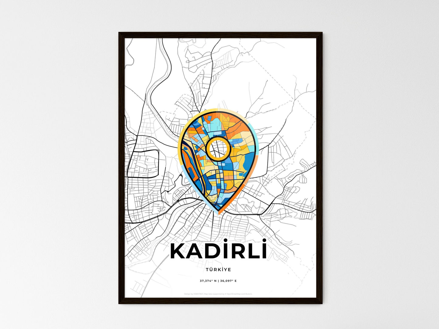 Kadirli Turkey wedding art map with pointer icon