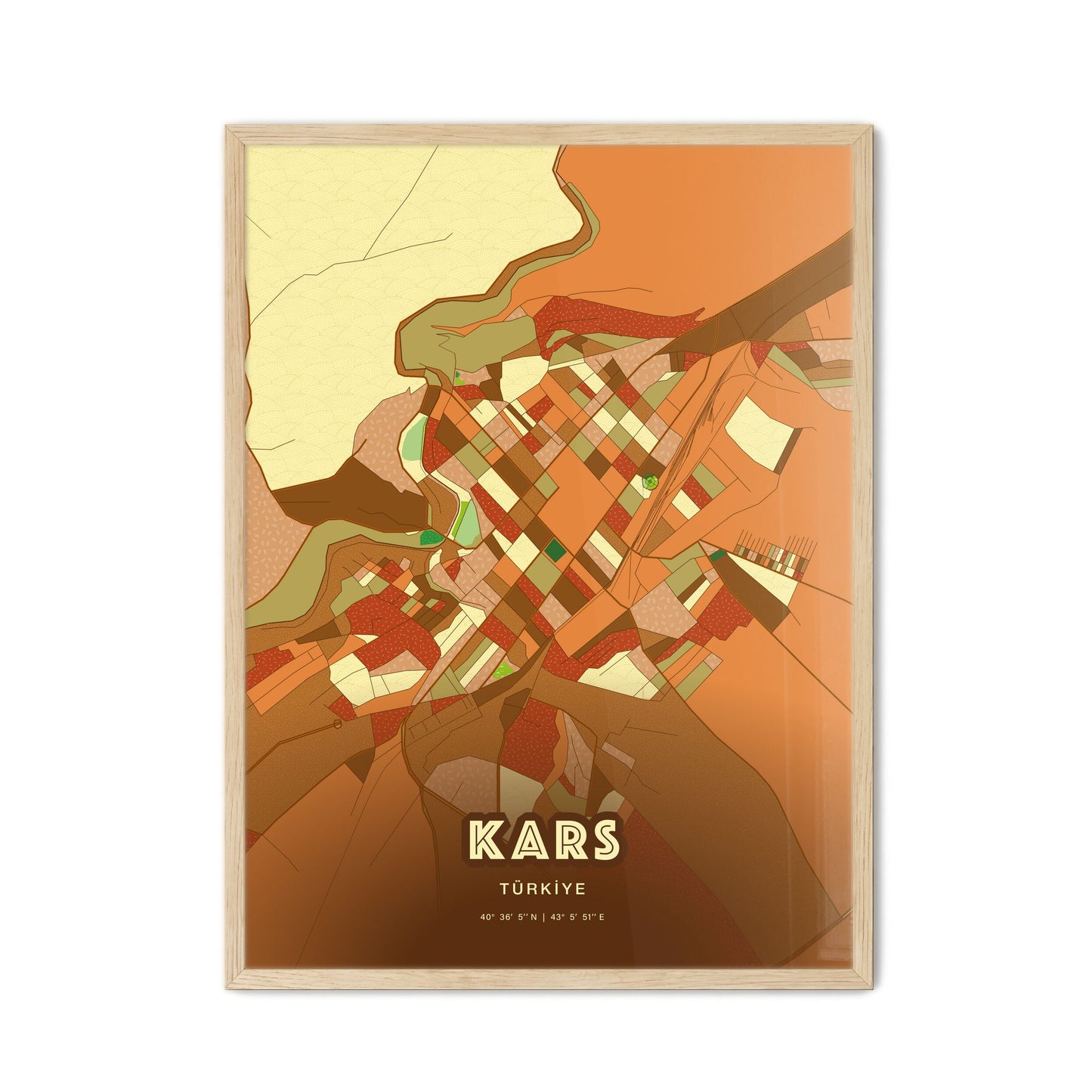 Colorful KARS TURKEY Fine Art Map Farmhouse