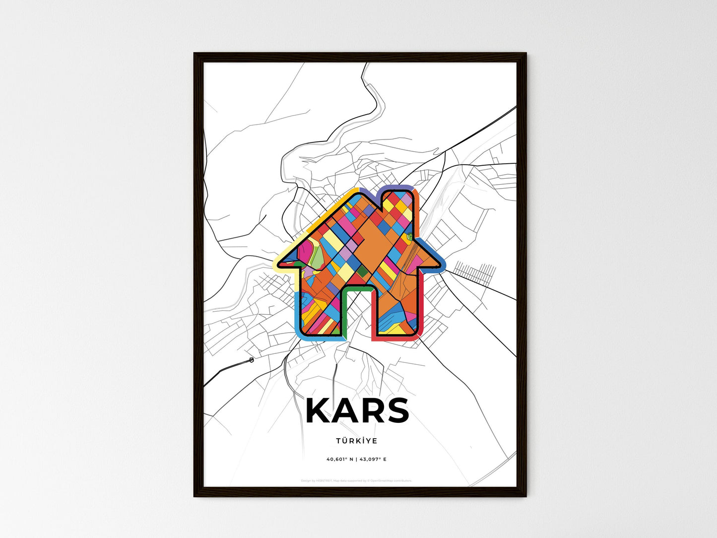 Kars Turkey wedding art map with home icon