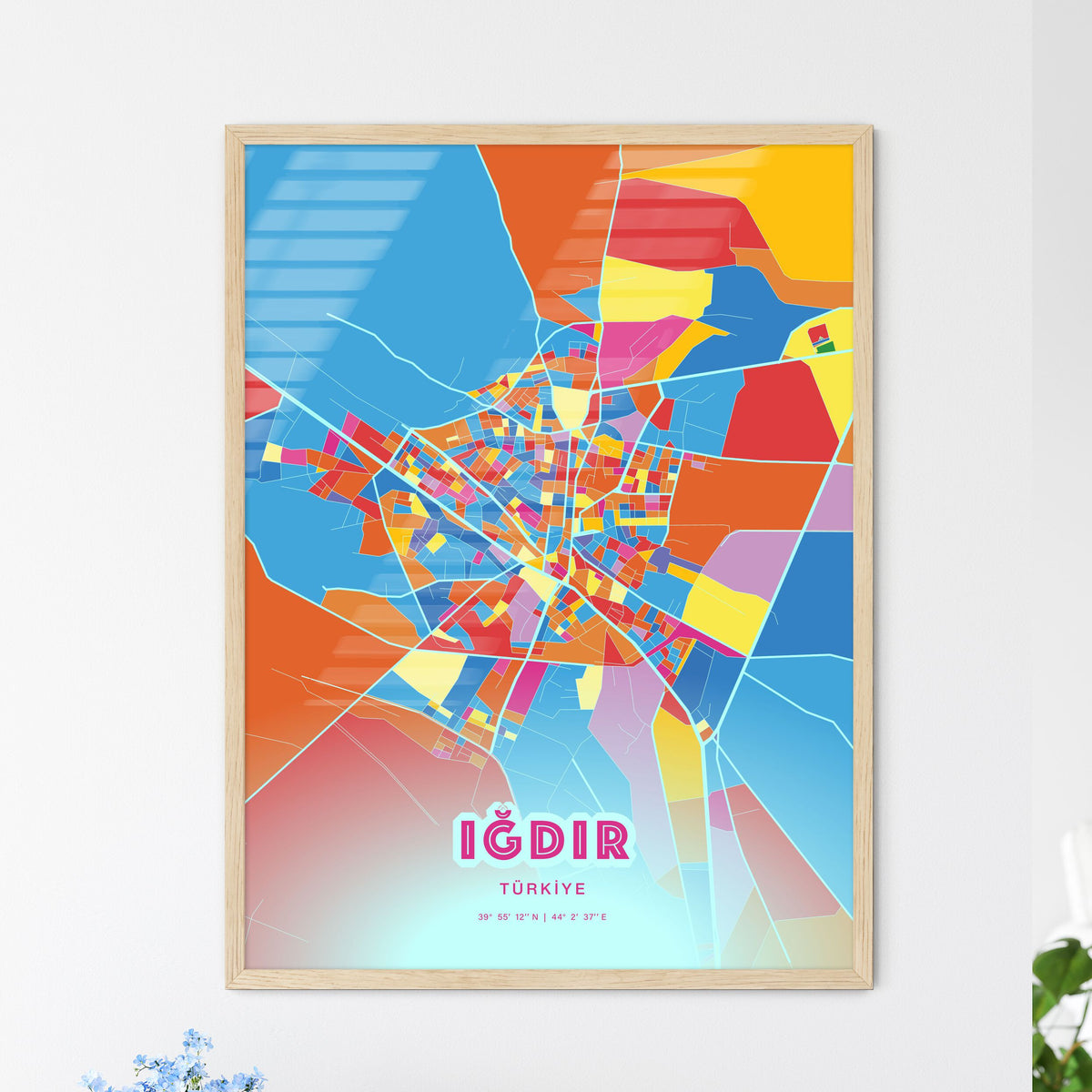 Colorful IĞDIR TURKEY Fine Art Map Crazy Colors
