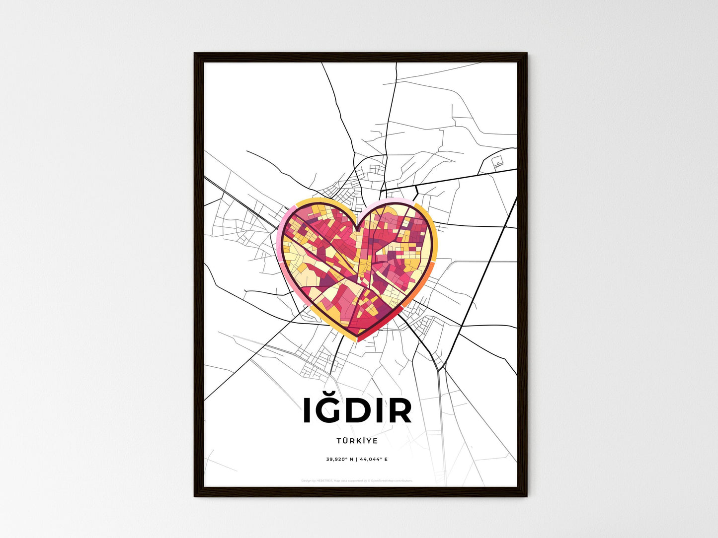 Iğdir Turkey wedding art map with heart icon