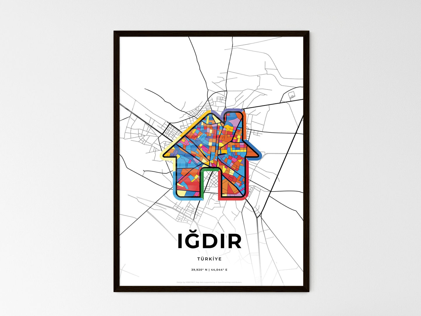 Iğdir Turkey wedding art map with home icon
