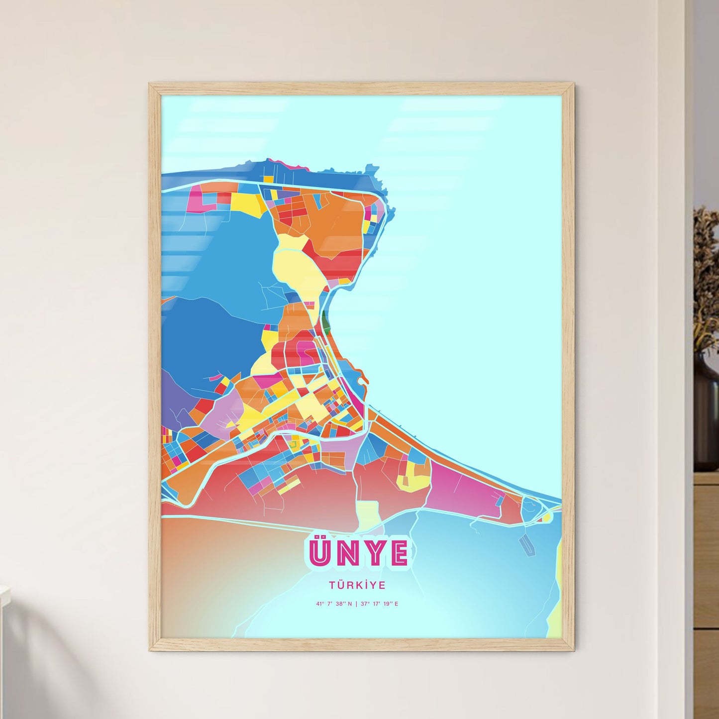 Colorful ÜNYE TURKEY Fine Art Map Crazy Colors