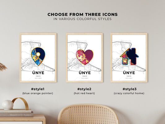 Ünye Turkey maps with colorful icons