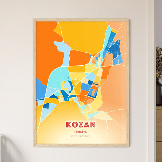 Colorful KOZAN TURKEY Fine Art Map Blue Orange