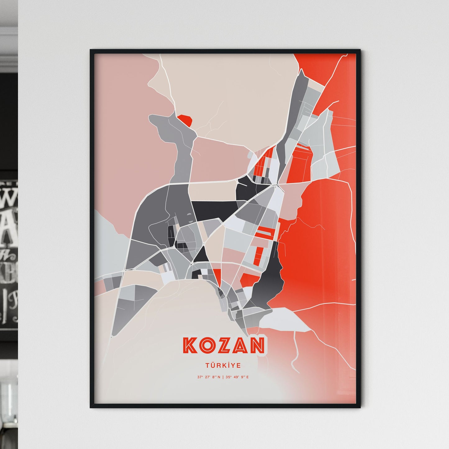 Colorful KOZAN TURKEY Fine Art Map Modern