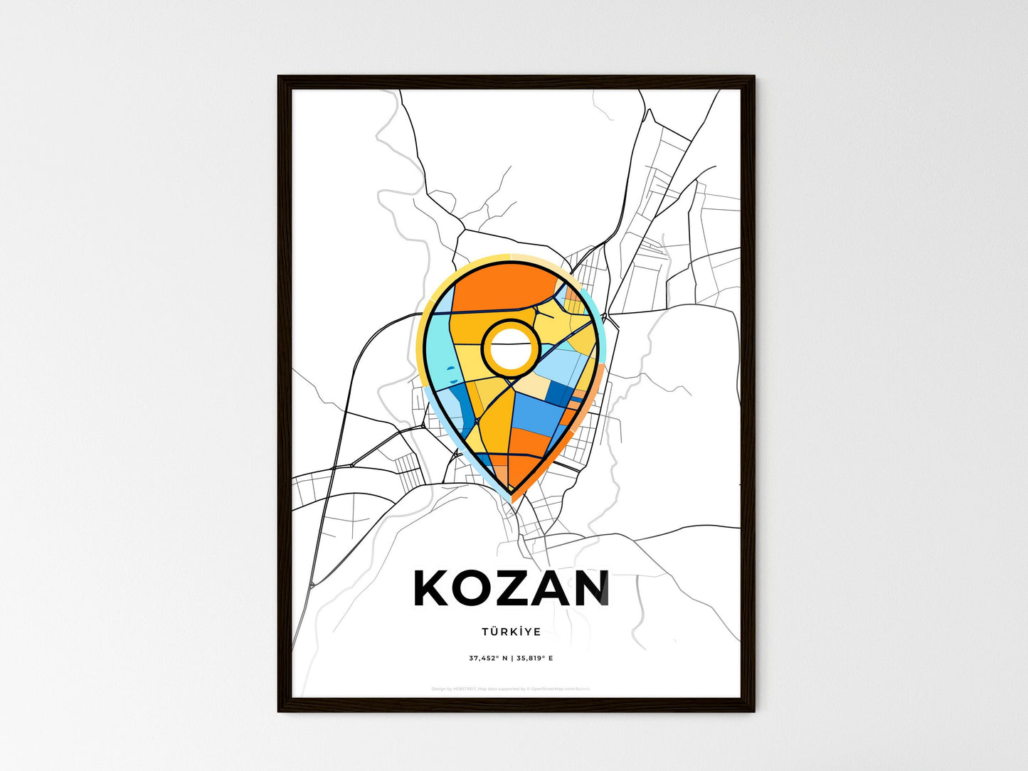 Kozan Turkey wedding art map with pointer icon