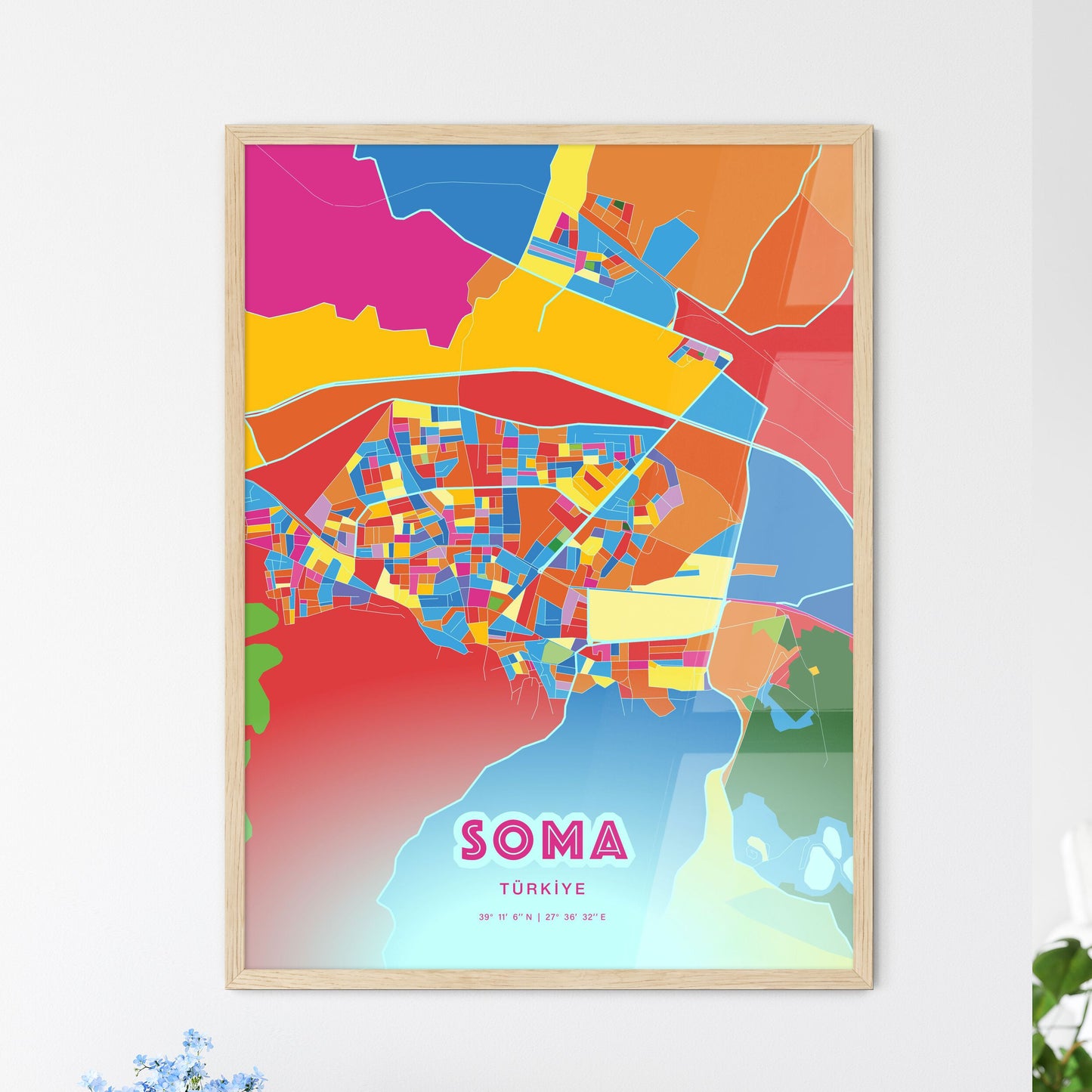Colorful SOMA TURKEY Fine Art Map Crazy Colors