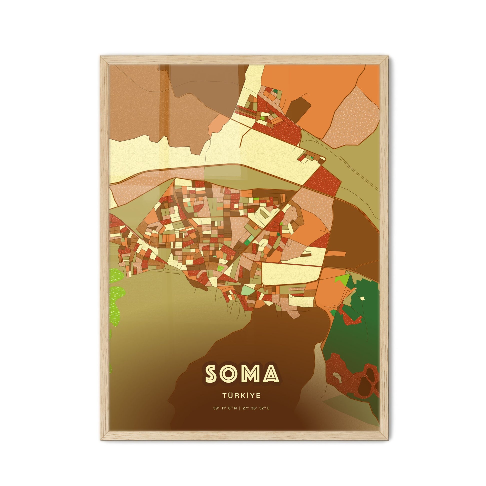 Colorful SOMA TURKEY Fine Art Map Farmhouse