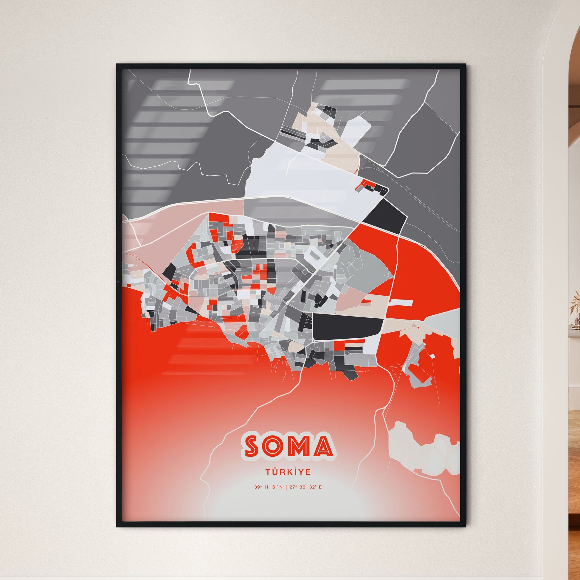 Colorful SOMA TURKEY Fine Art Map Modern