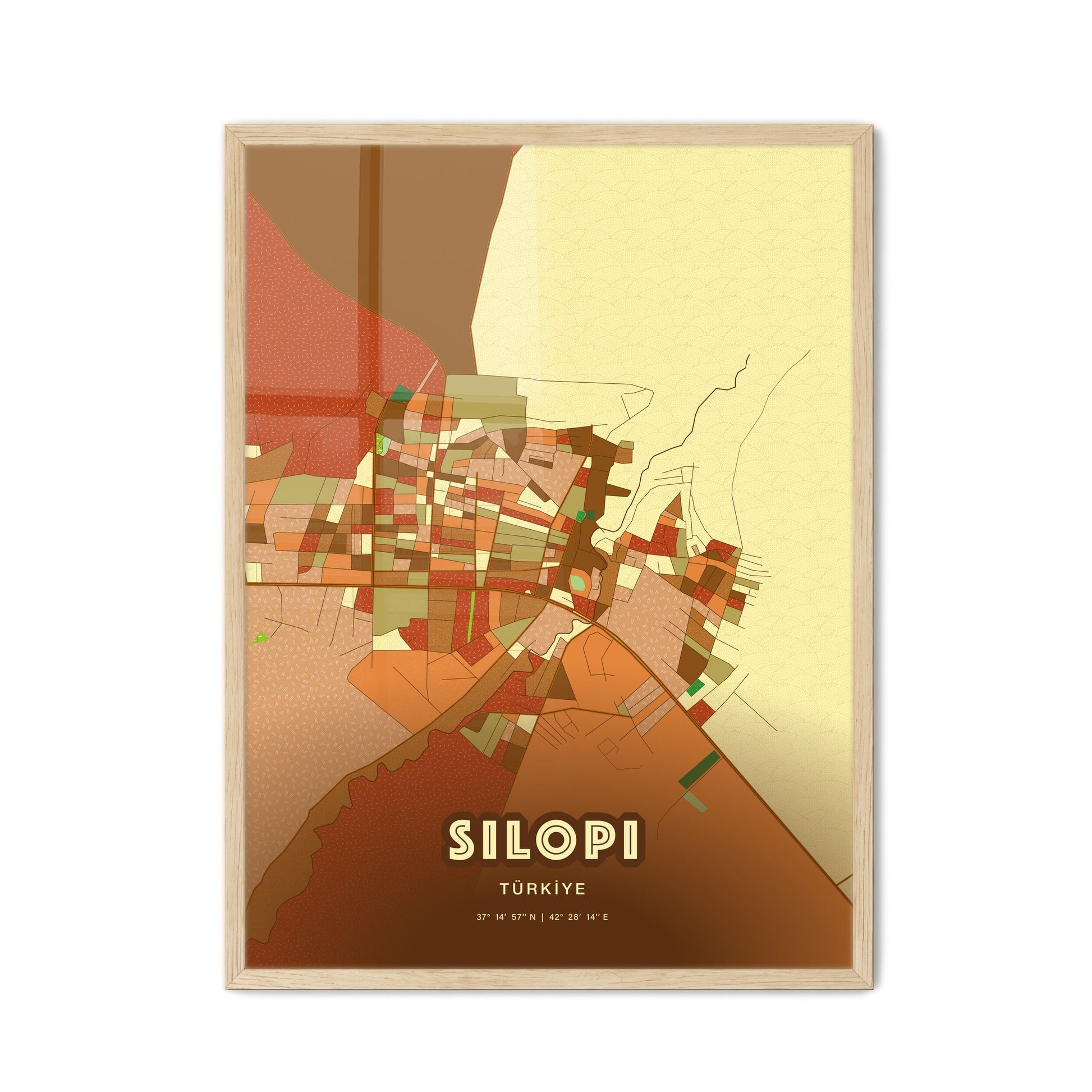 Colorful SILOPI TURKEY Fine Art Map Farmhouse