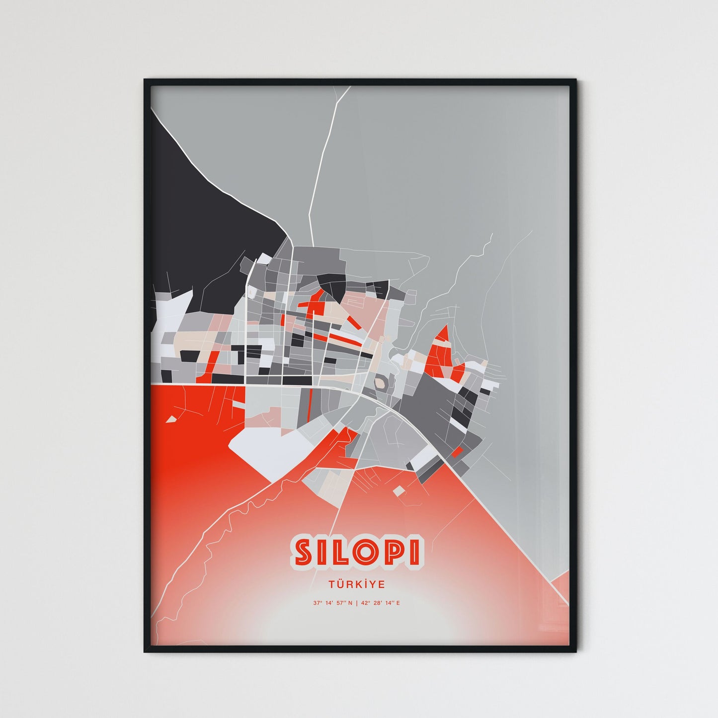 Colorful SILOPI TURKEY Fine Art Map Modern