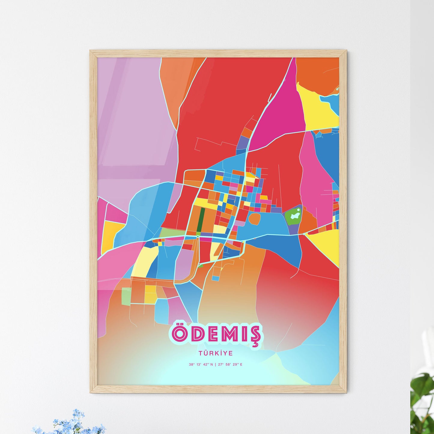 Colorful ÖDEMIŞ TURKEY Fine Art Map Crazy Colors