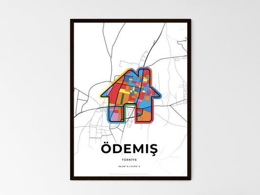 Ödemiş Turkey wedding art map with home icon