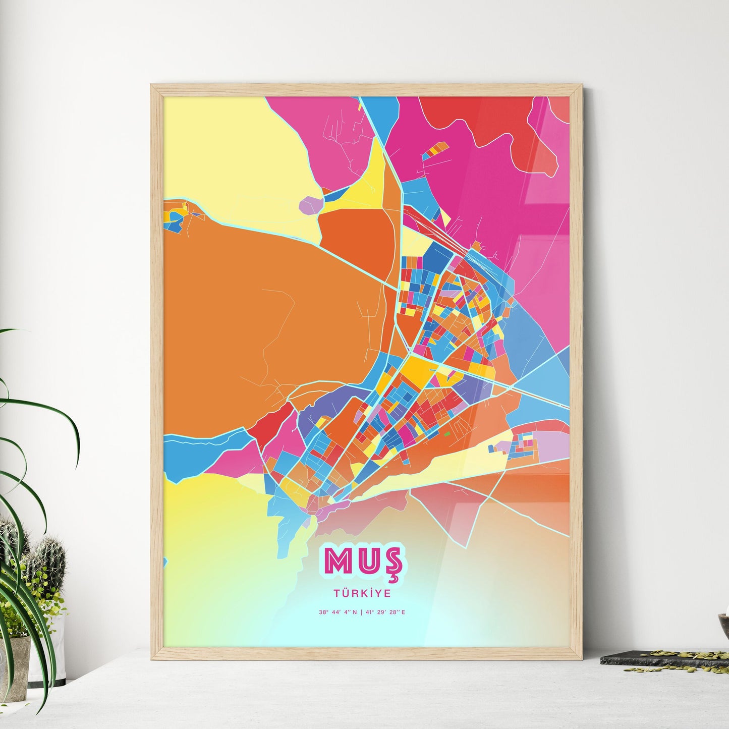 Colorful MUŞ TURKEY Fine Art Map Crazy Colors