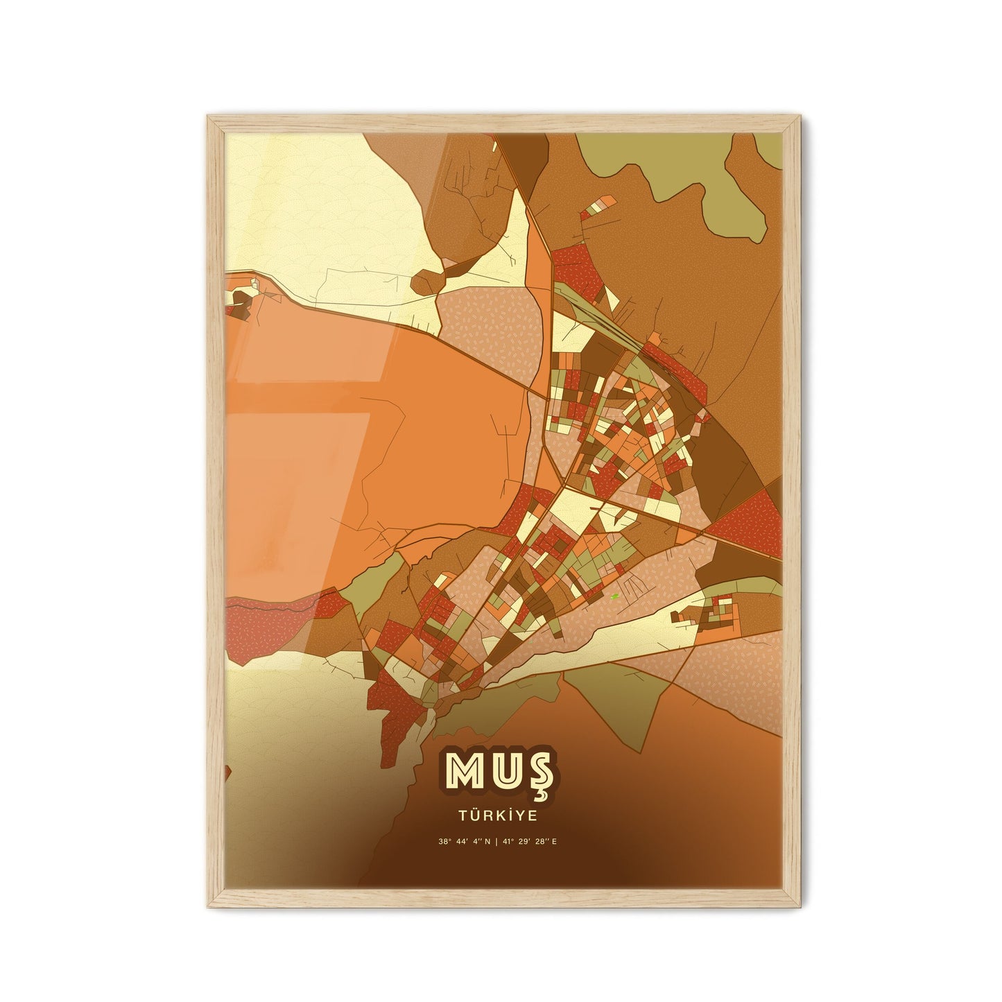 Colorful MUŞ TURKEY Fine Art Map Farmhouse