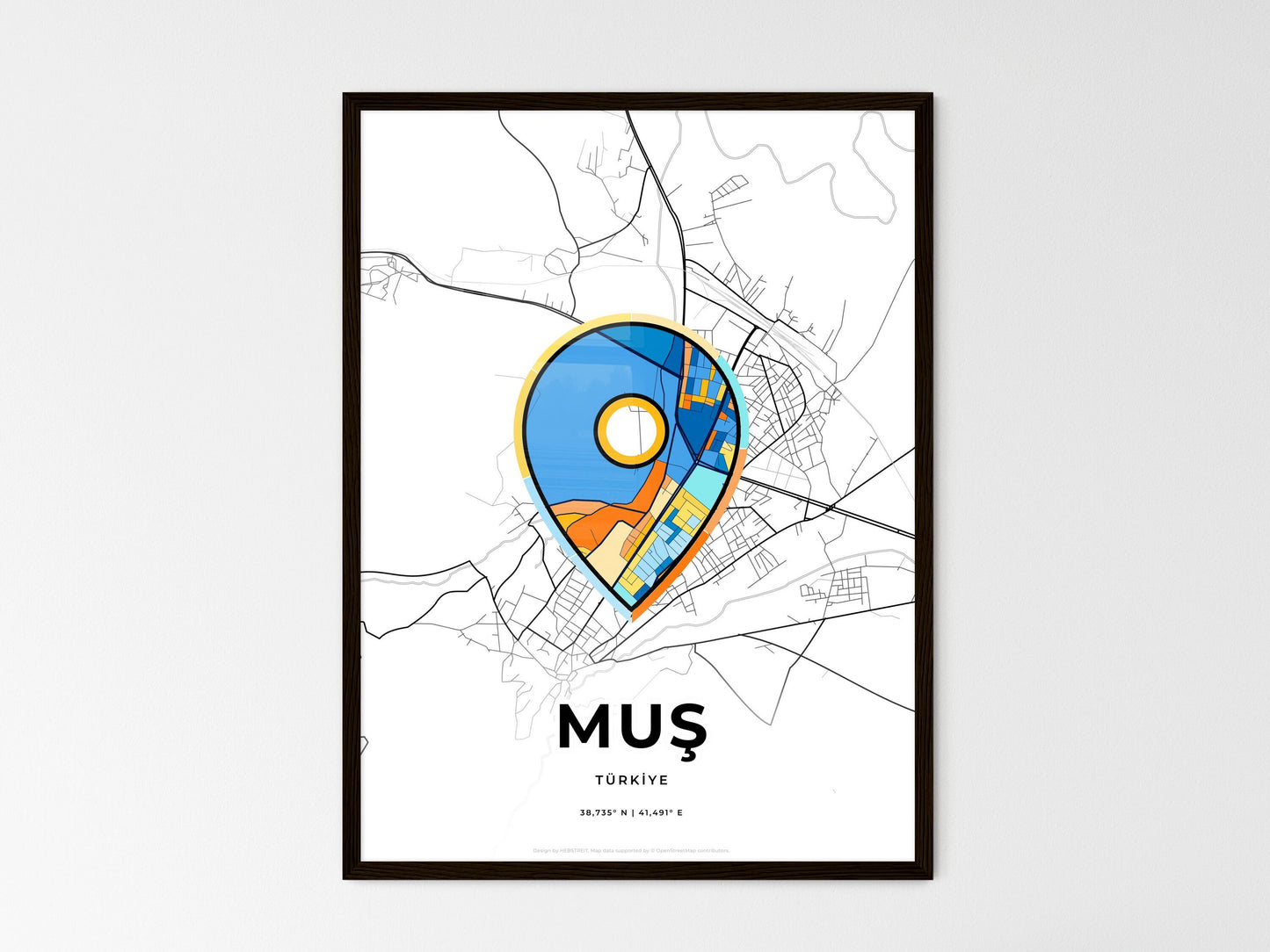 Muş Turkey wedding art map with pointer icon