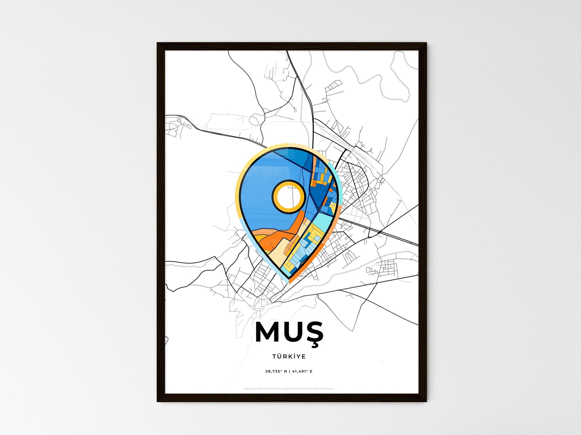 Muş Turkey wedding art map with pointer icon