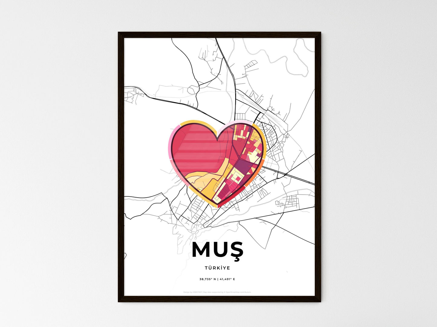 Muş Turkey wedding art map with heart icon