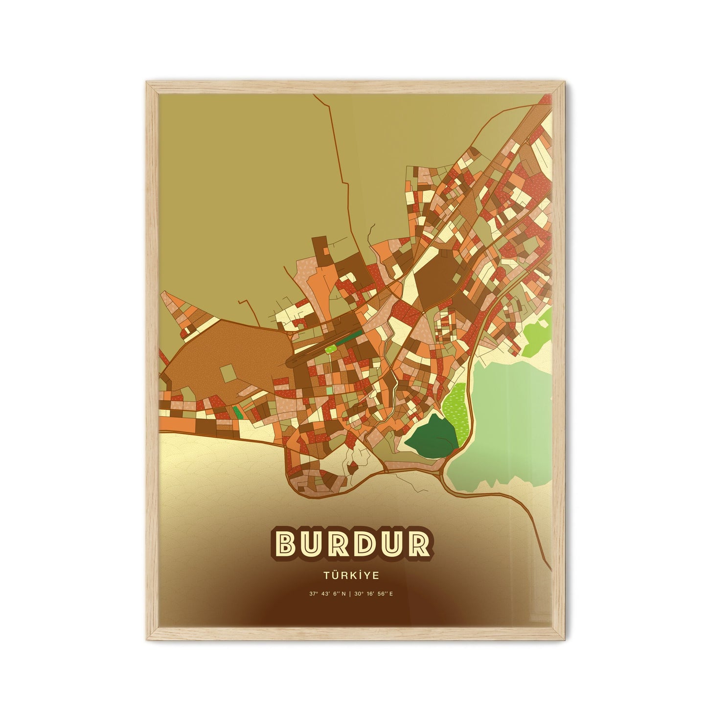 Colorful BURDUR TURKEY Fine Art Map Farmhouse