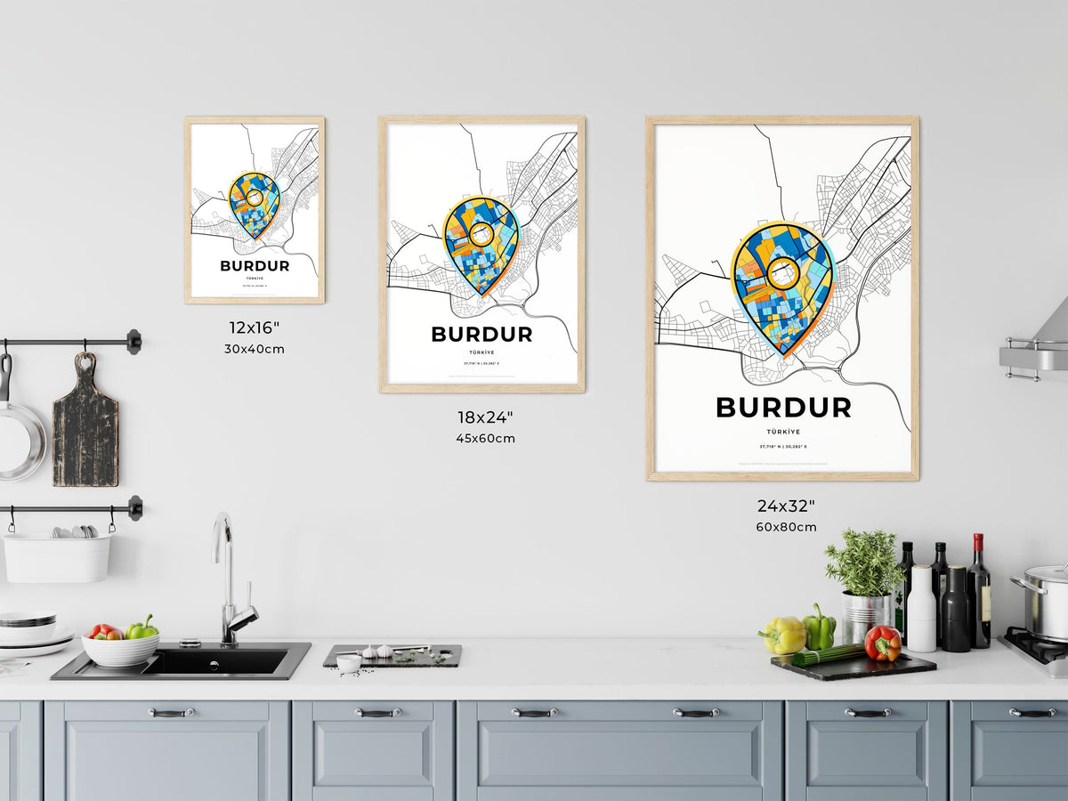 Burdur Turkey art map size chart