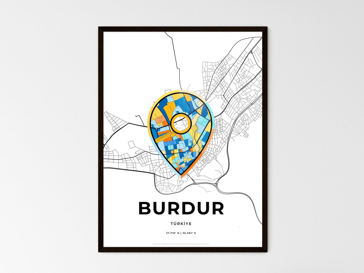 Burdur Turkey wedding art map with pointer icon