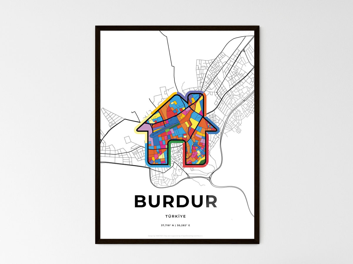 Burdur Turkey wedding art map with home icon