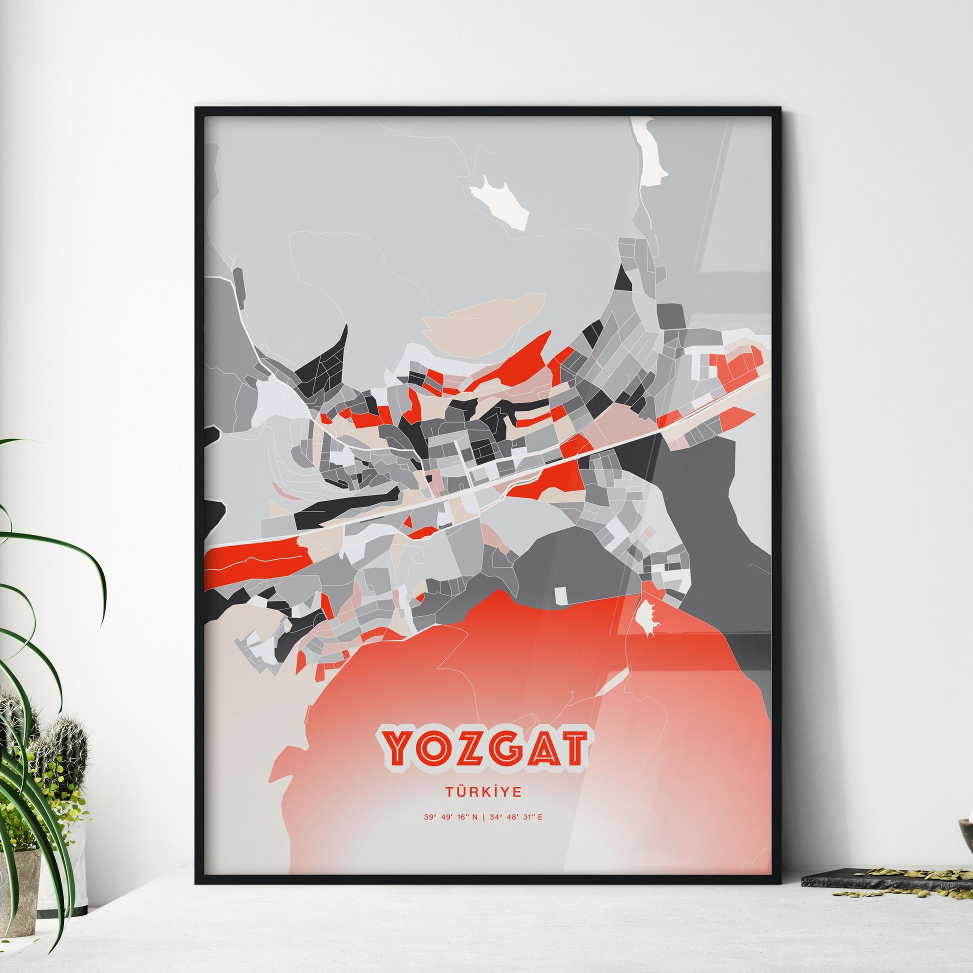 Colorful YOZGAT TURKEY Fine Art Map Modern