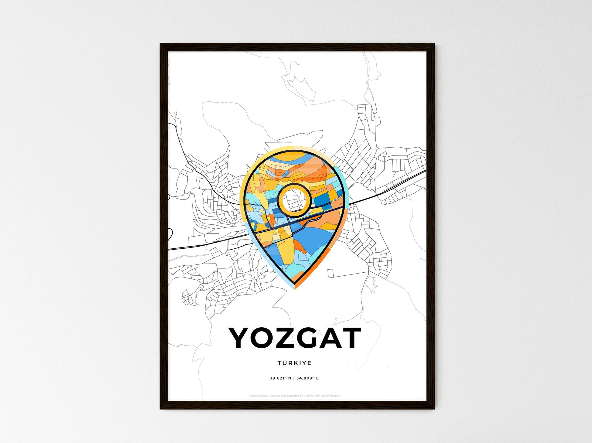 Yozgat Turkey wedding art map with pointer icon