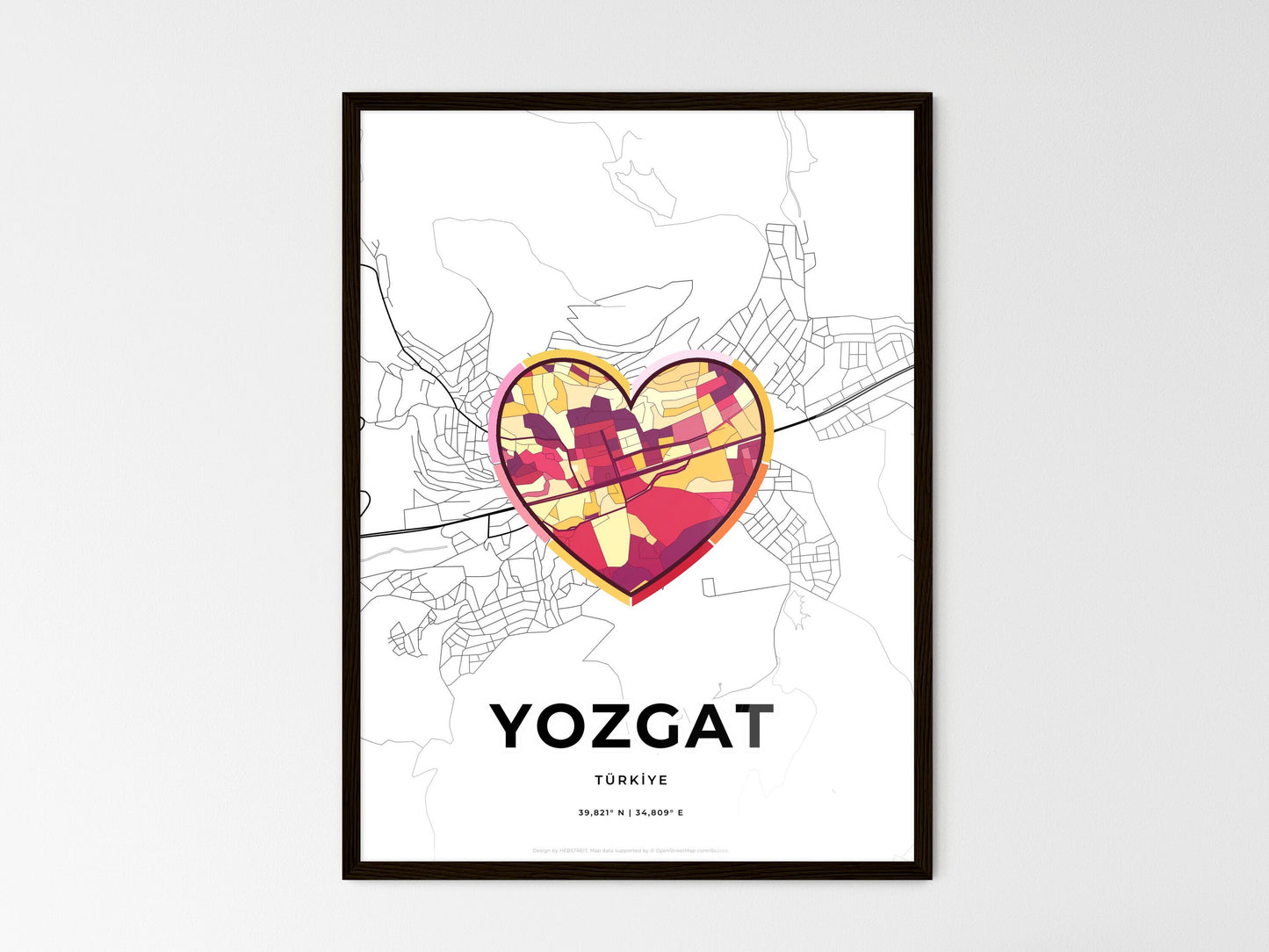Yozgat Turkey wedding art map with heart icon