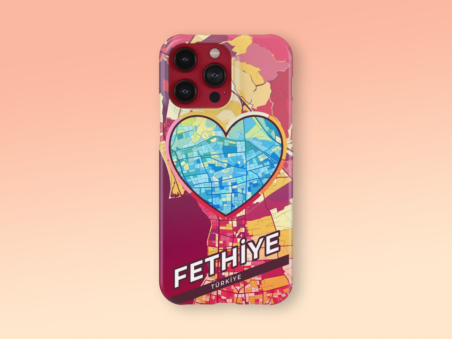Fethiye Turkey slim phone case with colorful icon. Birthday, wedding or housewarming gift. Couple match cases. 2