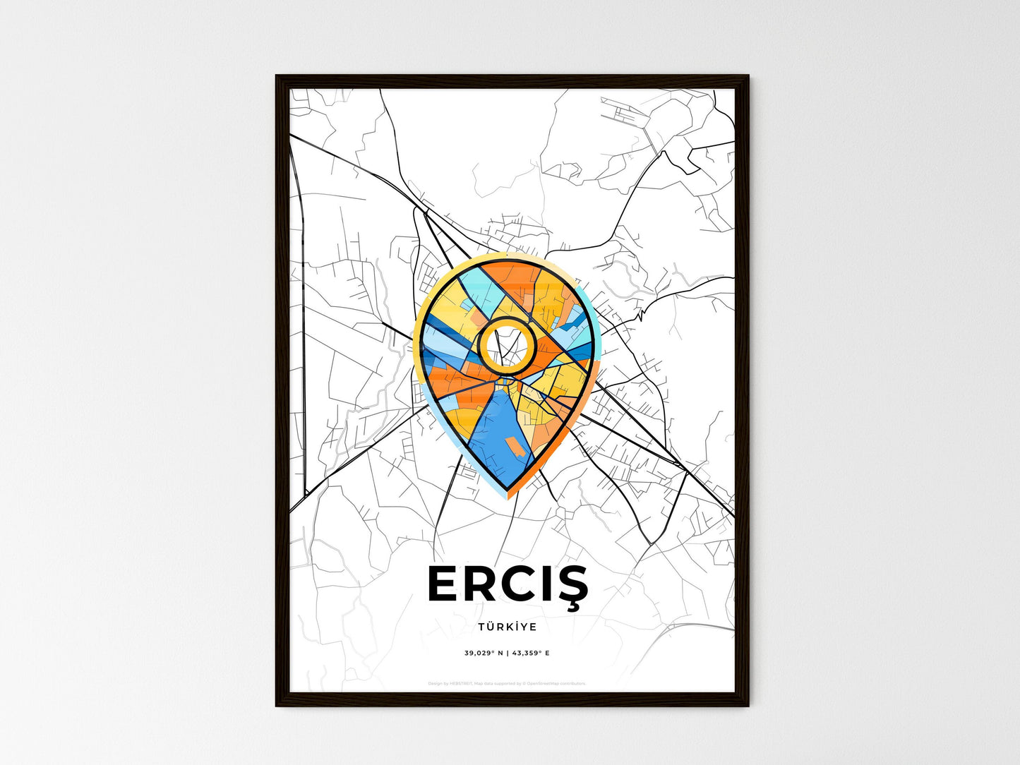 Erciş Turkey wedding art map with pointer icon