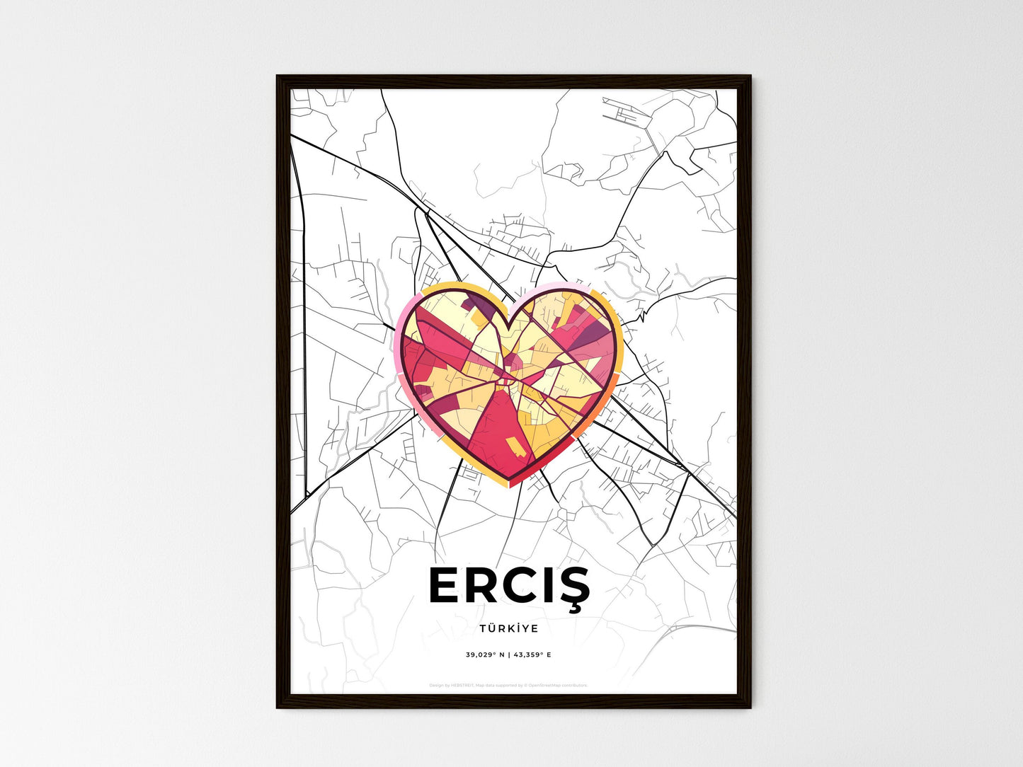 Erciş Turkey wedding art map with heart icon