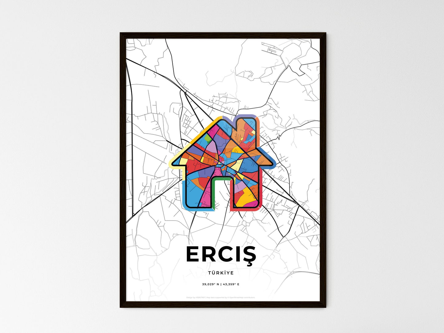 Erciş Turkey wedding art map with home icon