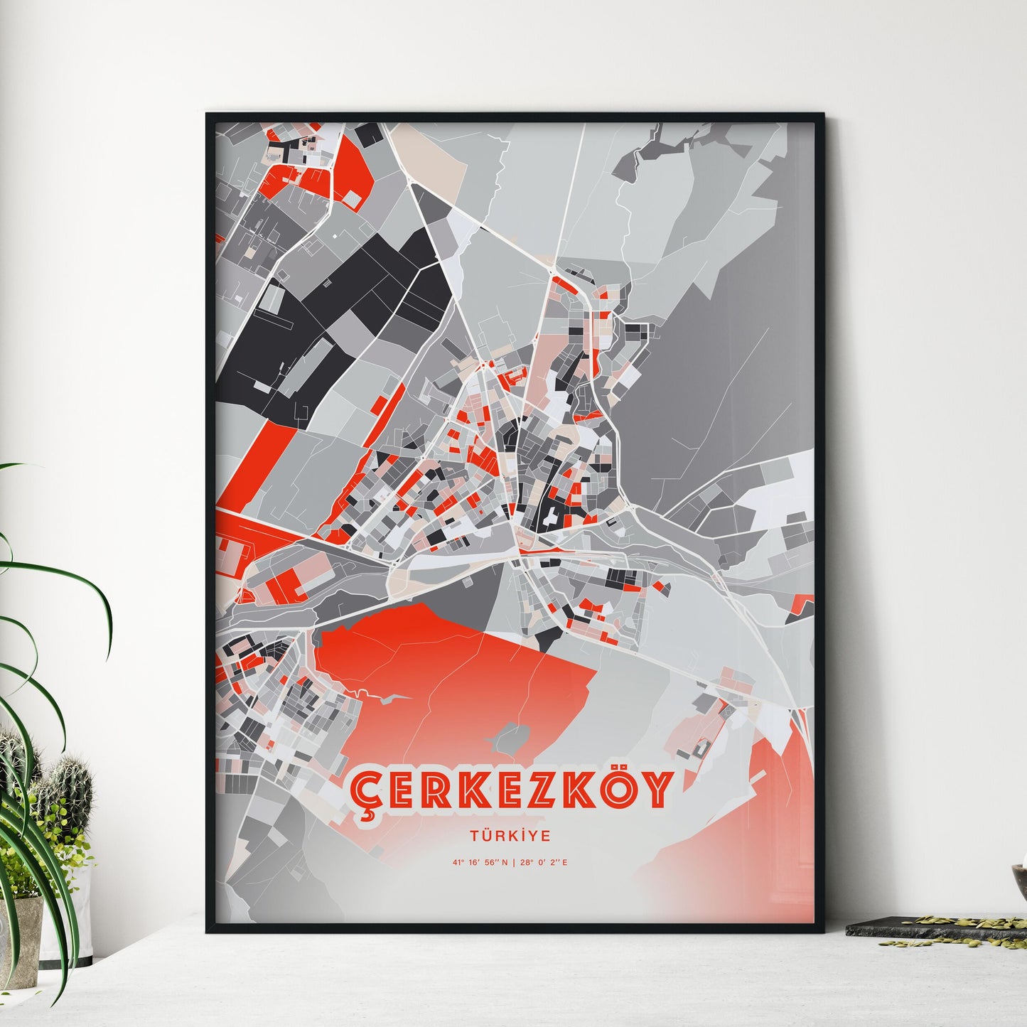 Colorful ÇERKEZKÖY TURKEY Fine Art Map Modern