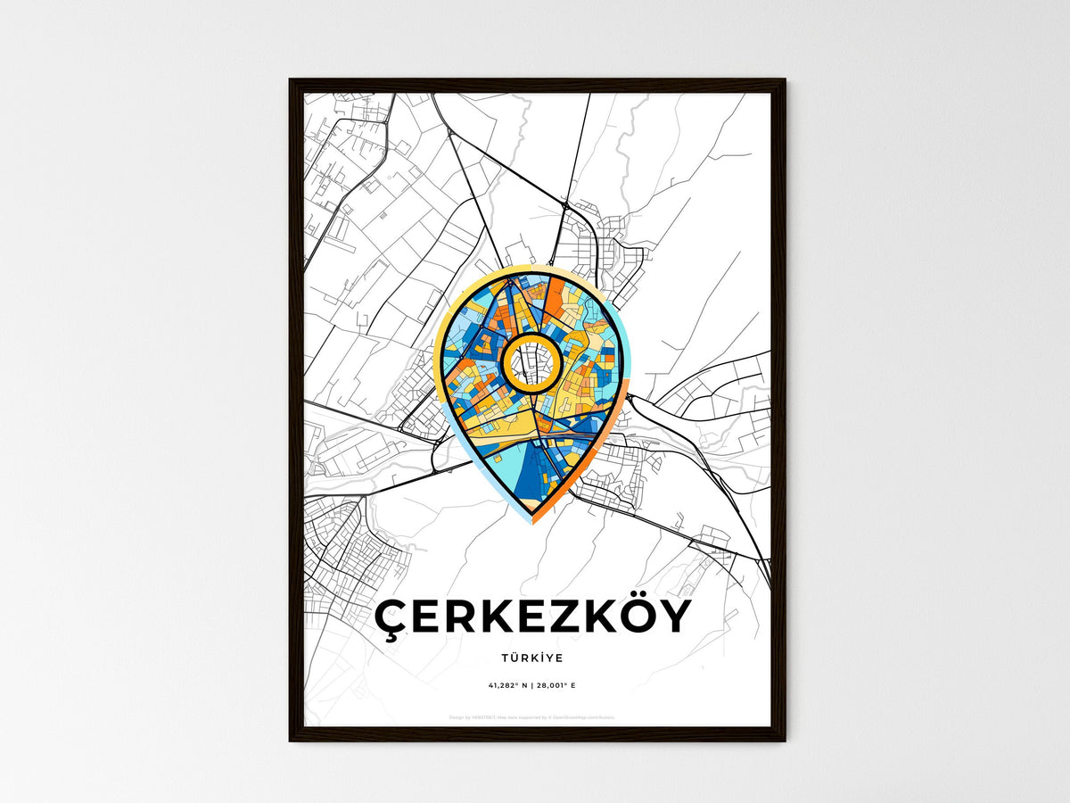 Çerkezköy Turkey wedding art map with pointer icon