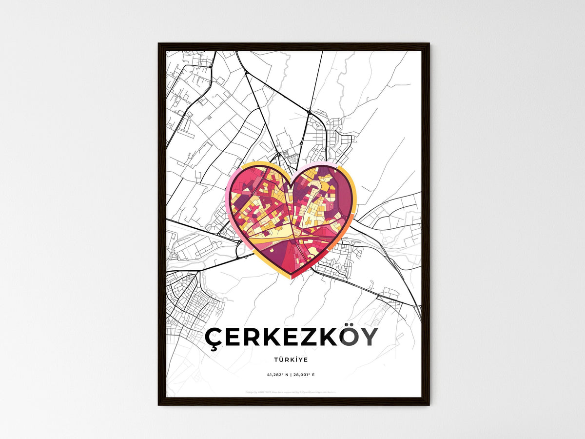 Çerkezköy Turkey wedding art map with heart icon