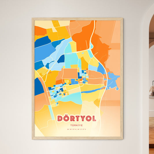 Colorful DÖRTYOL TURKEY Fine Art Map Blue Orange