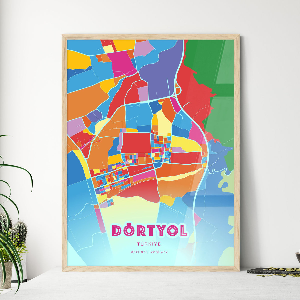 Colorful DÖRTYOL TURKEY Fine Art Map Crazy Colors