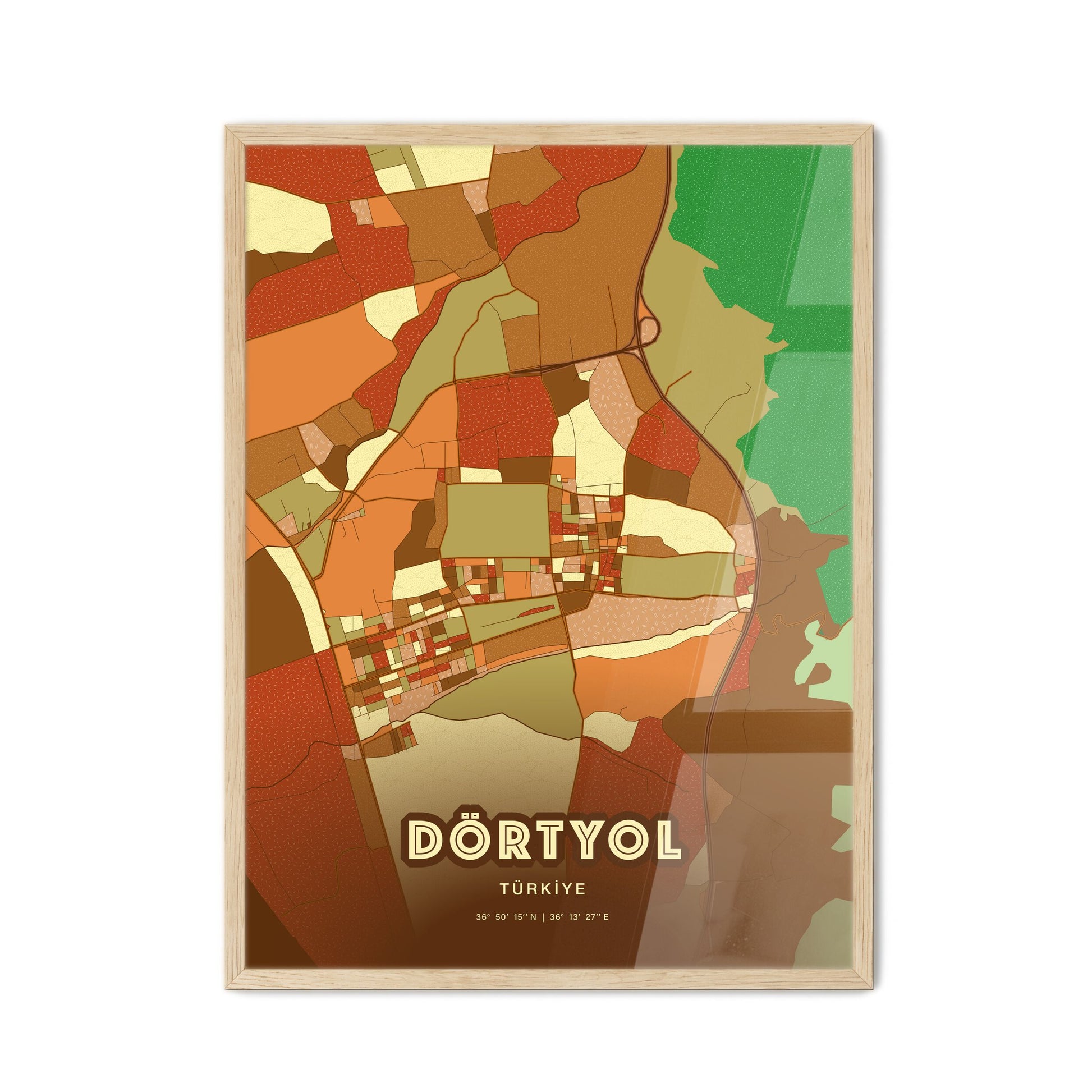 Colorful DÖRTYOL TURKEY Fine Art Map Farmhouse