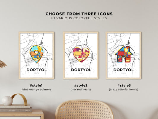 Dörtyol Turkey maps with colorful icons
