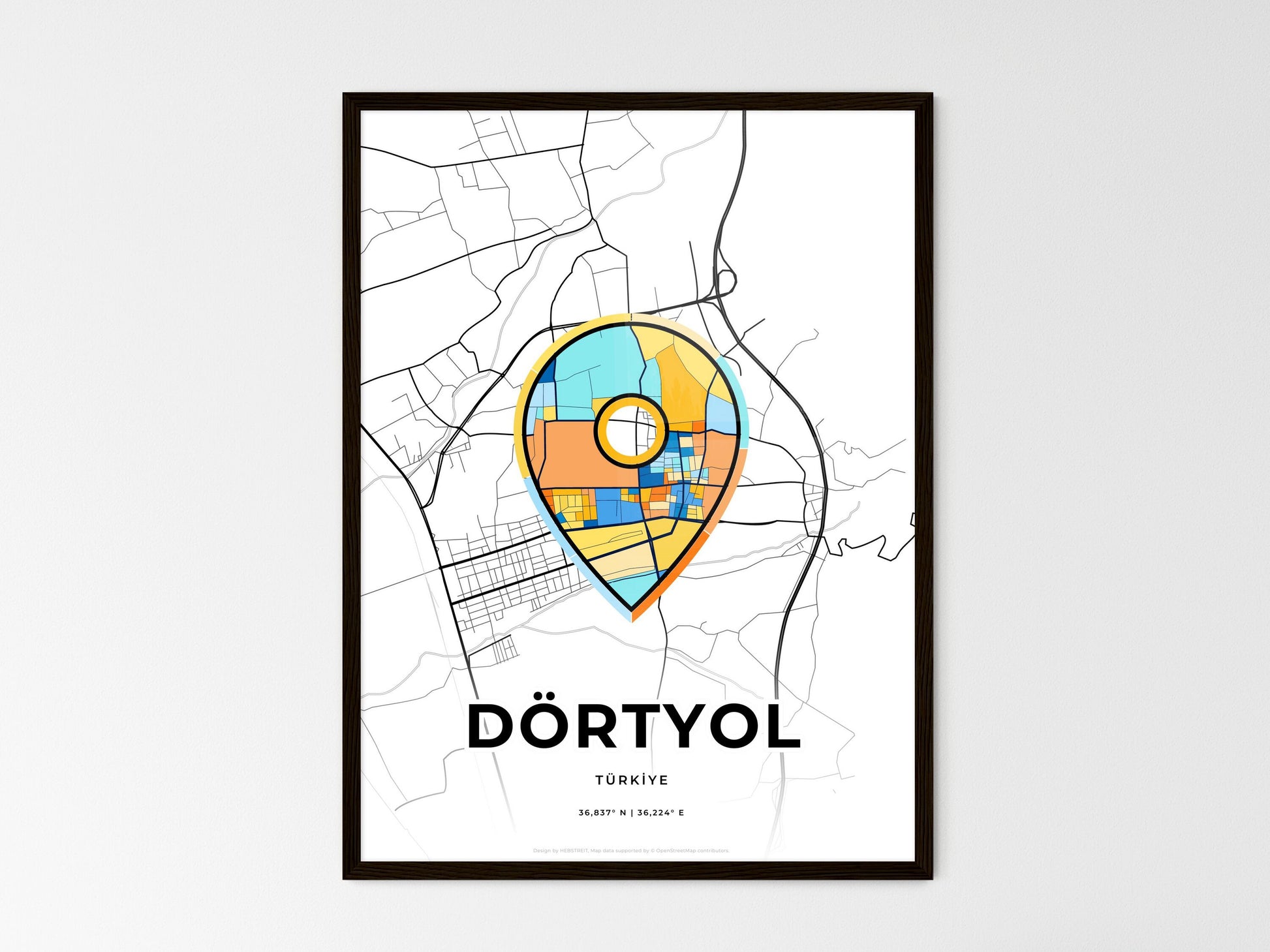 Dörtyol Turkey wedding art map with pointer icon