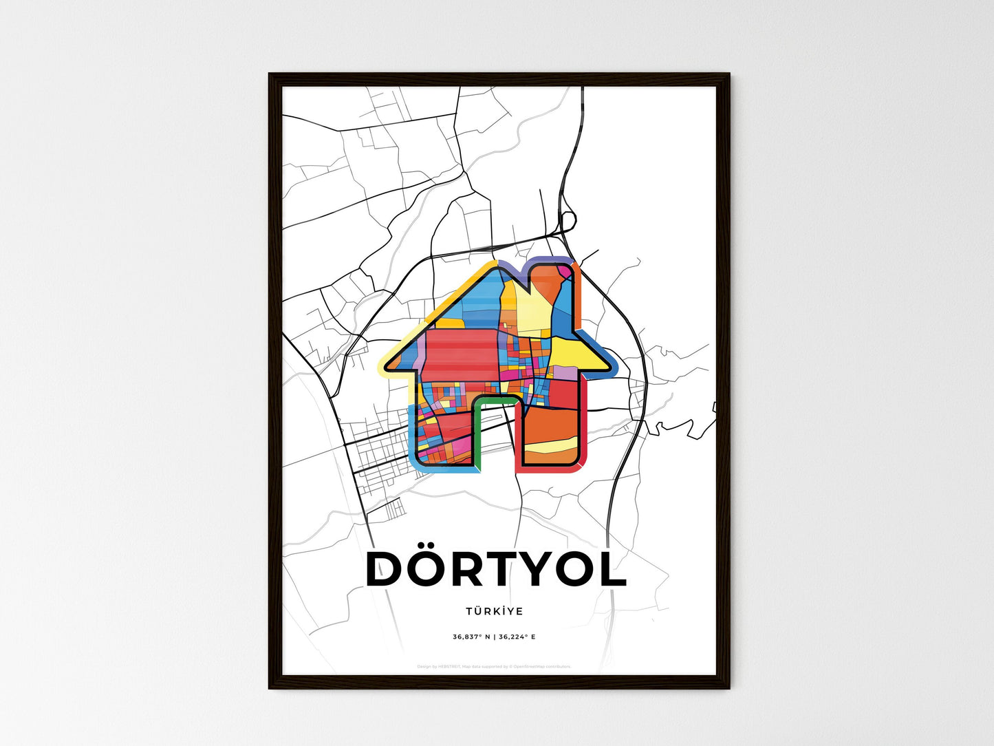 Dörtyol Turkey wedding art map with home icon