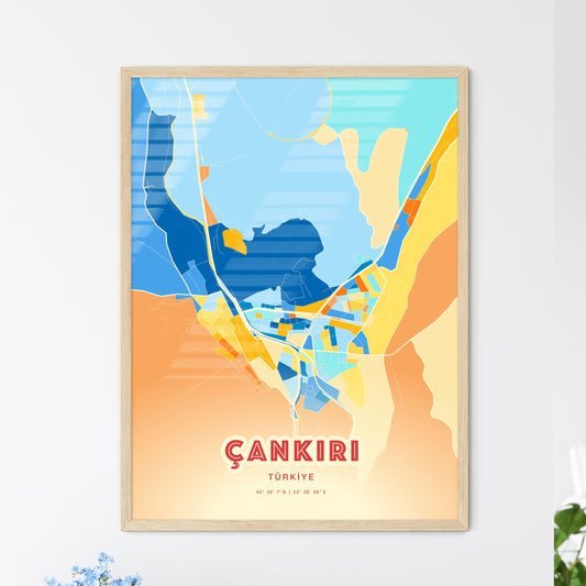 Colorful ÇANKIRI TURKEY Fine Art Map Blue Orange